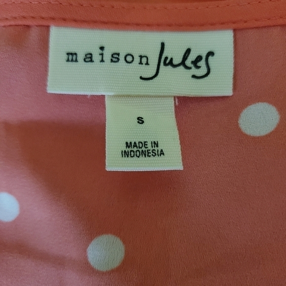 NWT, Maison Jules Coral Polka Dot V-Neck Dress, Size S - Picture 6 of 6